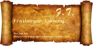Freiberger Taksony névjegykártya